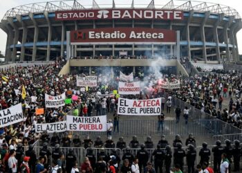 manifestaciones estadio Banorte México Portugal protestas