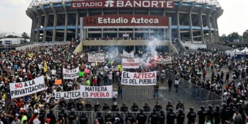 manifestaciones estadio Banorte México Portugal protestas