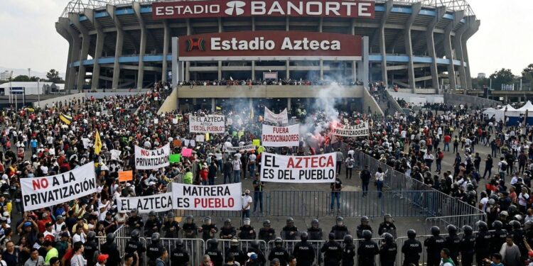 manifestaciones estadio Banorte México Portugal protestas